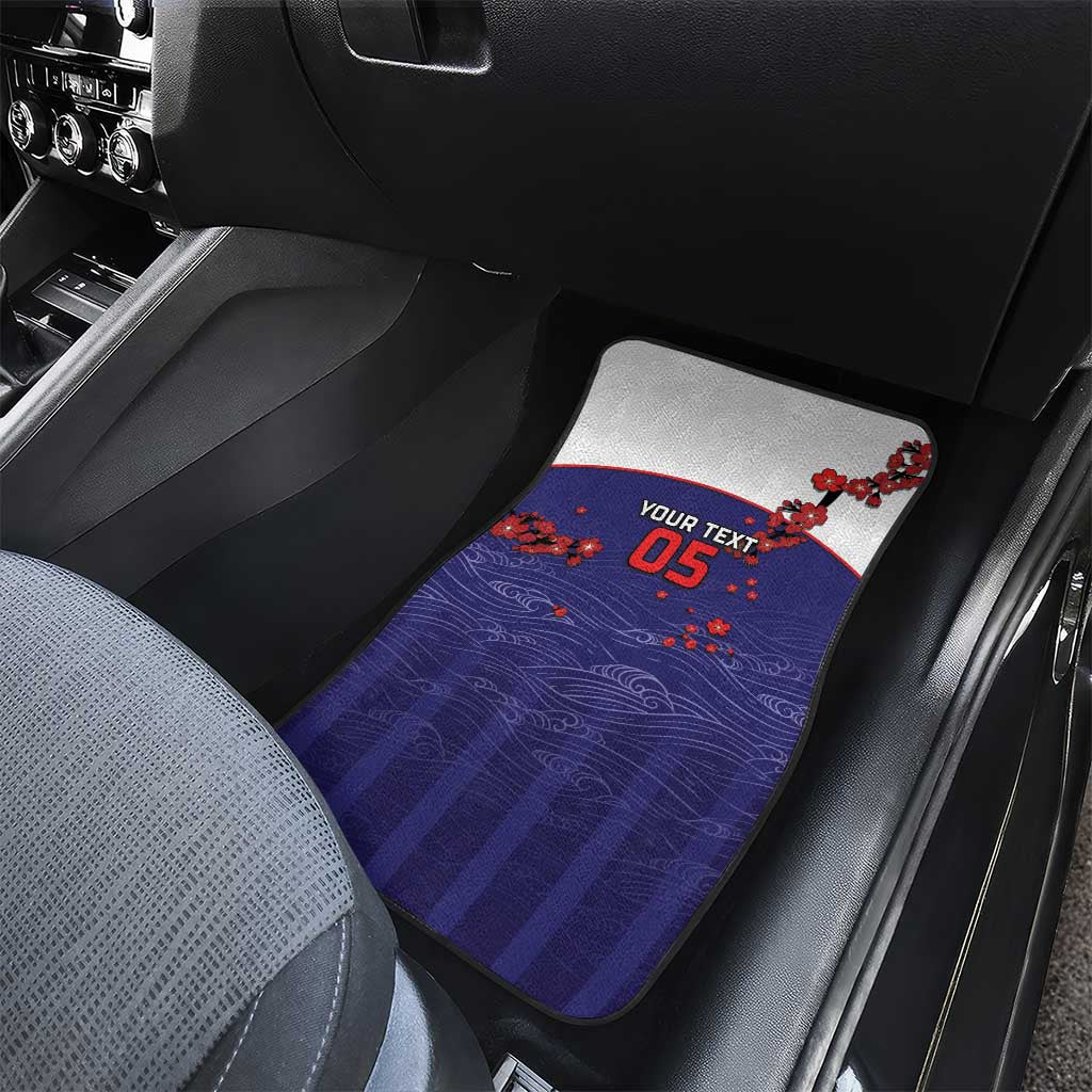 Custom Japan Football Car Mats Minimalist Floral Great Wave Ukiyo-e Style