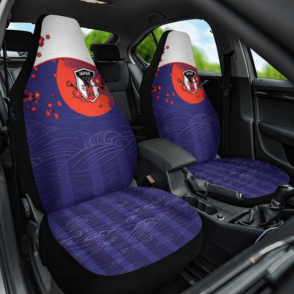 Japan Football Car Seat Cover Minimalist Floral Great Wave Ukiyo-e Style