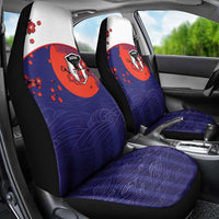Japan Football Car Seat Cover Minimalist Floral Great Wave Ukiyo-e Style