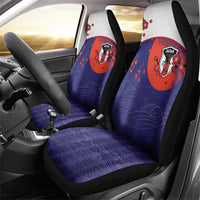 Japan Football Car Seat Cover Minimalist Floral Great Wave Ukiyo-e Style
