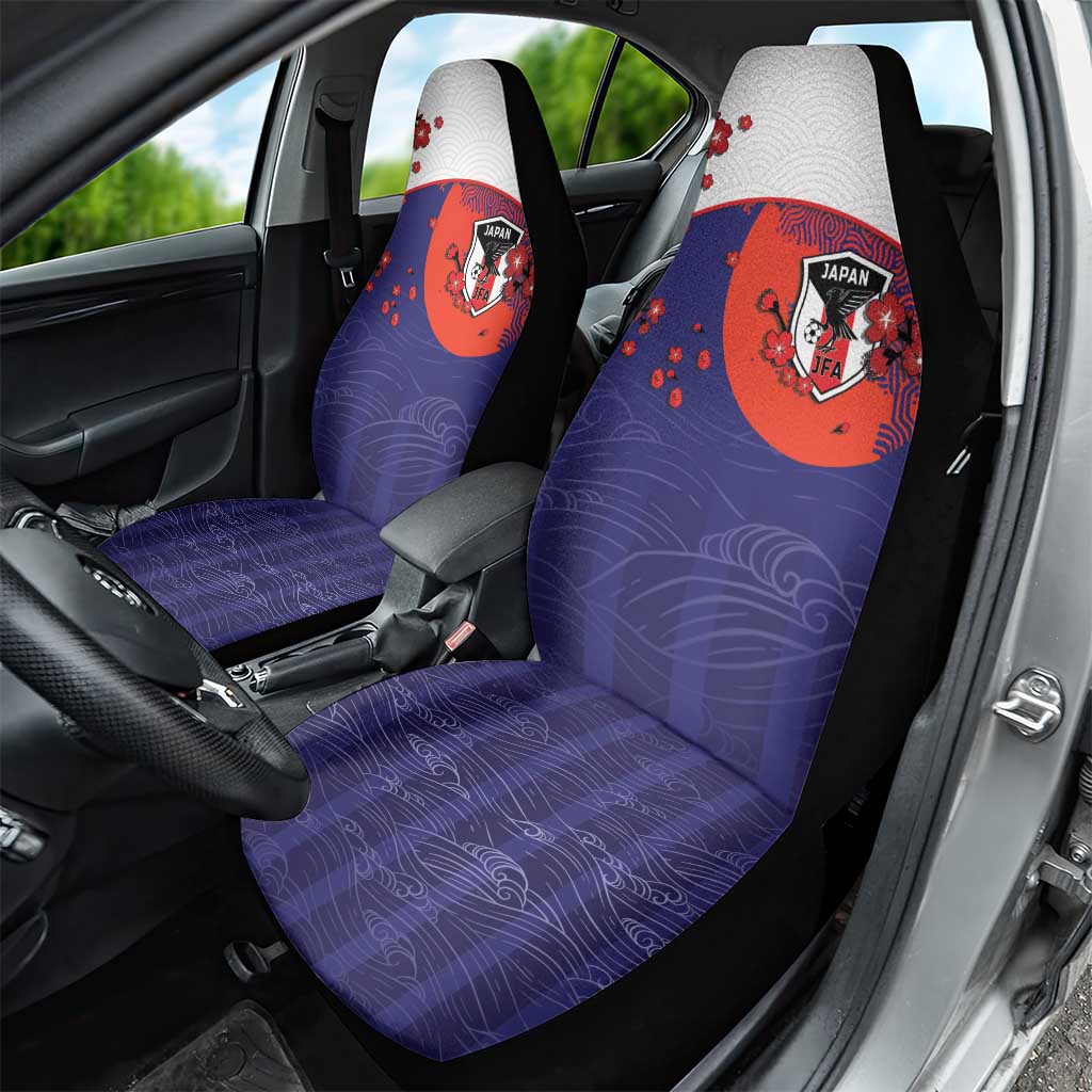 Japan Football Car Seat Cover Minimalist Floral Great Wave Ukiyo-e Style