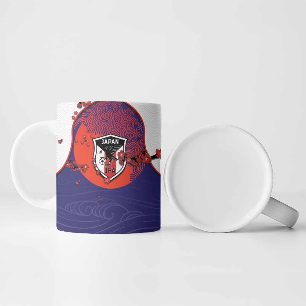 Custom Japan Football Ceramic Mug Minimalist Floral Great Wave Ukiyo-e Style