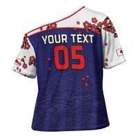 Custom Japan Football Cross Shoulder Shirt Minimalist Floral Great Wave Ukiyo-e Style
