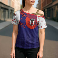 Custom Japan Football Cross Shoulder Shirt Minimalist Floral Great Wave Ukiyo-e Style