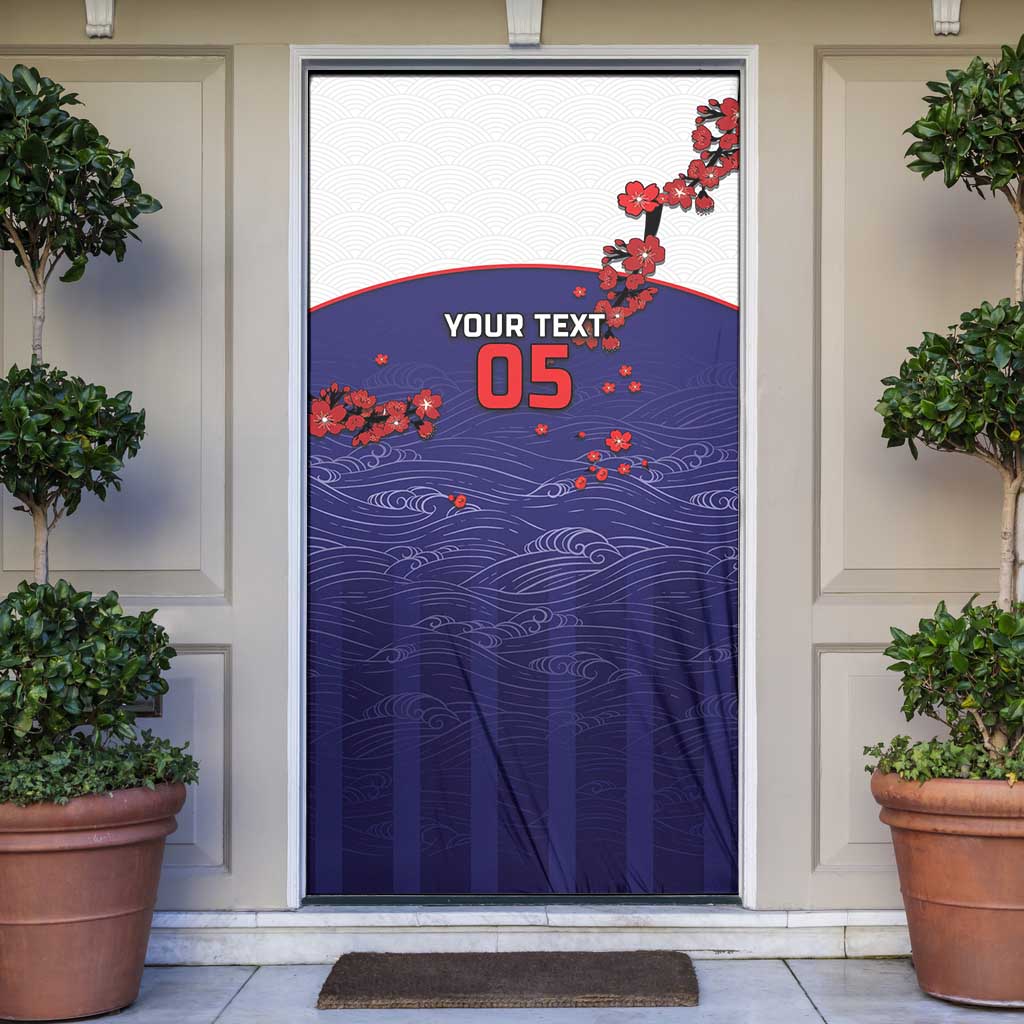 Custom Japan Football Door Cover Minimalist Floral Great Wave Ukiyo-e Style