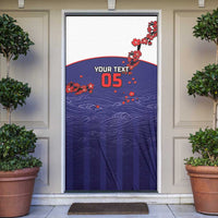 Custom Japan Football Door Cover Minimalist Floral Great Wave Ukiyo-e Style