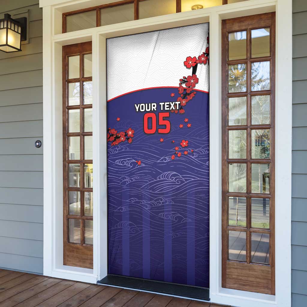 Custom Japan Football Door Cover Minimalist Floral Great Wave Ukiyo-e Style