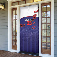 Custom Japan Football Door Cover Minimalist Floral Great Wave Ukiyo-e Style