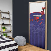 Custom Japan Football Door Cover Minimalist Floral Great Wave Ukiyo-e Style