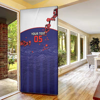 Custom Japan Football Door Cover Minimalist Floral Great Wave Ukiyo-e Style