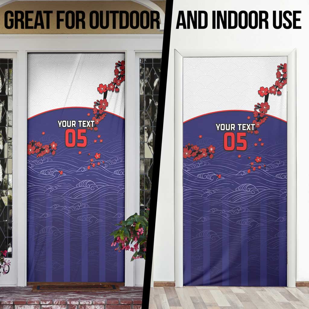 Custom Japan Football Door Cover Minimalist Floral Great Wave Ukiyo-e Style