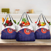 Japan Football Grocery Bag Minimalist Floral Great Wave Ukiyo-e Style
