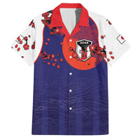Custom Japan Football Hawaiian Shirt Minimalist Floral Great Wave Ukiyo-e Style