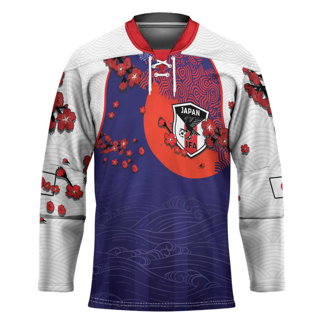 Custom Japan Football Hockey Jersey Minimalist Floral Great Wave Ukiyo-e Style