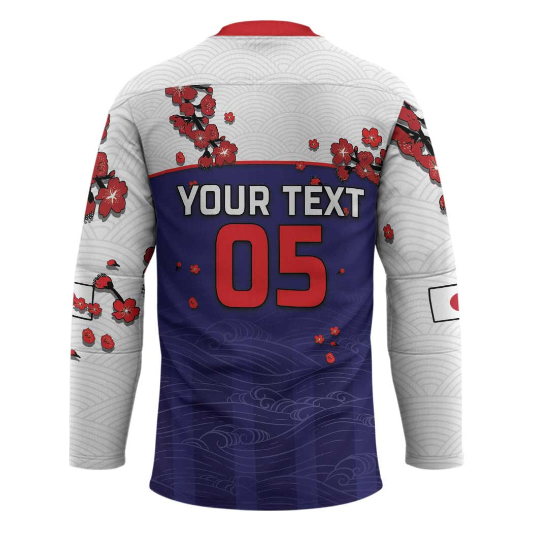 Custom Japan Football Hockey Jersey Minimalist Floral Great Wave Ukiyo-e Style