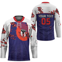 Custom Japan Football Hockey Jersey Minimalist Floral Great Wave Ukiyo-e Style