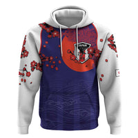 Custom Japan Football Hoodie Minimalist Floral Great Wave Ukiyo-e Style