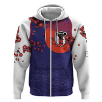 Custom Japan Football Hoodie Minimalist Floral Great Wave Ukiyo-e Style