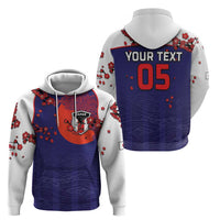 Custom Japan Football Hoodie Minimalist Floral Great Wave Ukiyo-e Style