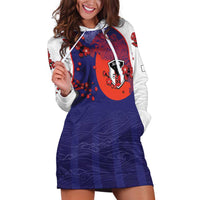 Custom Japan Football Hoodie Dress Minimalist Floral Great Wave Ukiyo-e Style