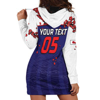 Custom Japan Football Hoodie Dress Minimalist Floral Great Wave Ukiyo-e Style