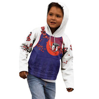 Custom Japan Football Kid Hoodie Minimalist Floral Great Wave Ukiyo-e Style