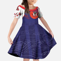 Custom Japan Football Kid Short Sleeve Dress Minimalist Floral Great Wave Ukiyo-e Style