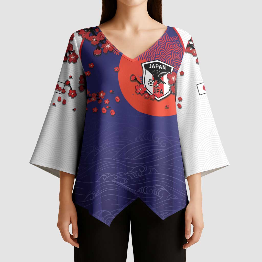 Custom Japan Football Kimono Sleeve Blouse Minimalist Floral Great Wave Ukiyo-e Style