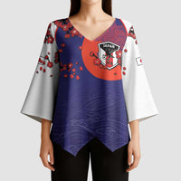 Custom Japan Football Kimono Sleeve Blouse Minimalist Floral Great Wave Ukiyo-e Style