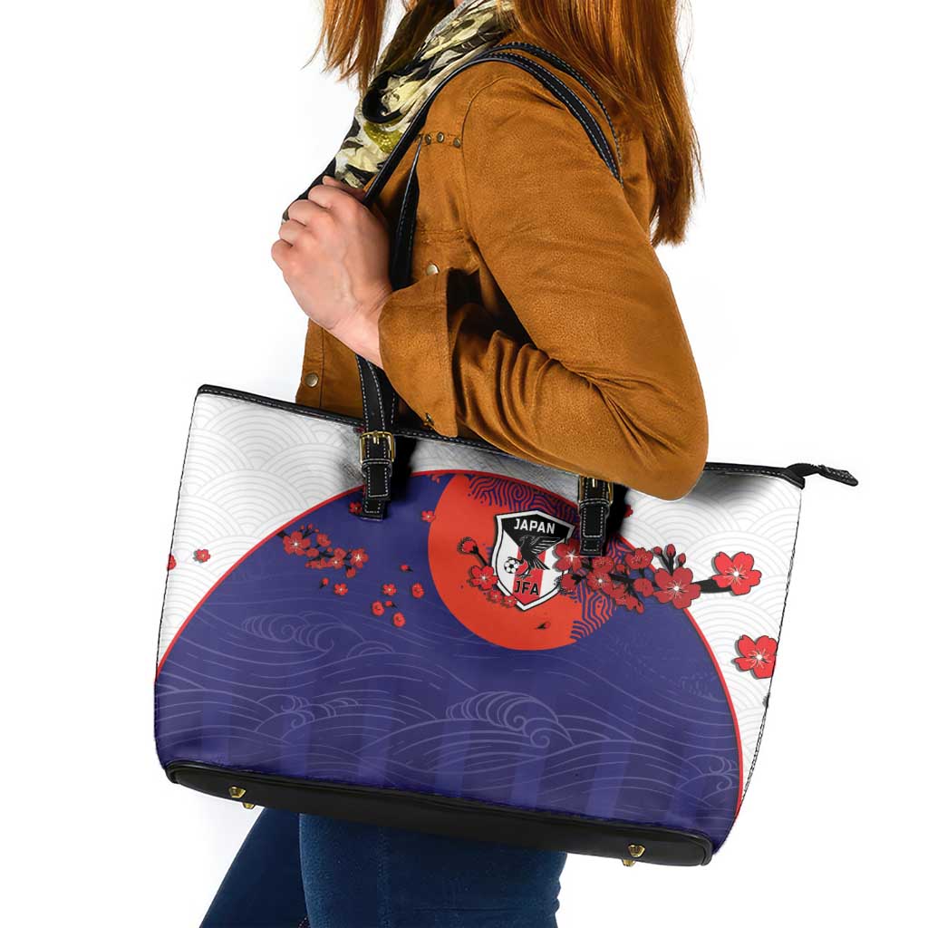 Japan Football Leather Tote Bag Minimalist Floral Great Wave Ukiyo-e Style
