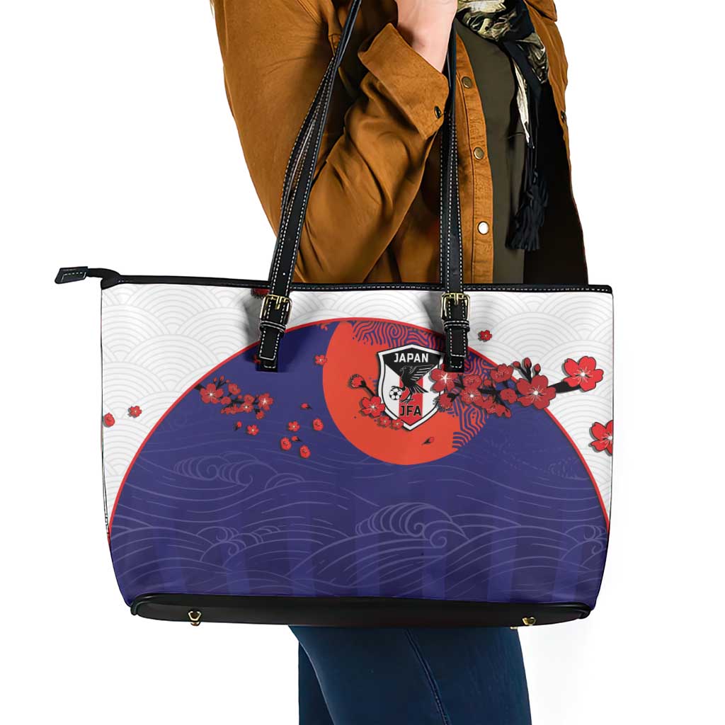 Japan Football Leather Tote Bag Minimalist Floral Great Wave Ukiyo-e Style