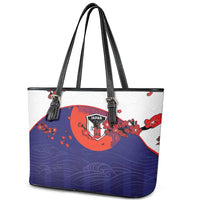 Japan Football Leather Tote Bag Minimalist Floral Great Wave Ukiyo-e Style