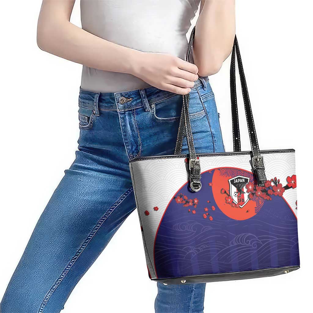 Japan Football Leather Tote Bag Minimalist Floral Great Wave Ukiyo-e Style