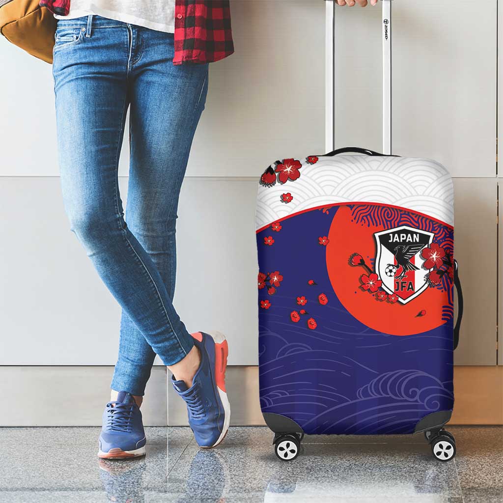 Japan Football Luggage Cover Minimalist Floral Great Wave Ukiyo-e Style