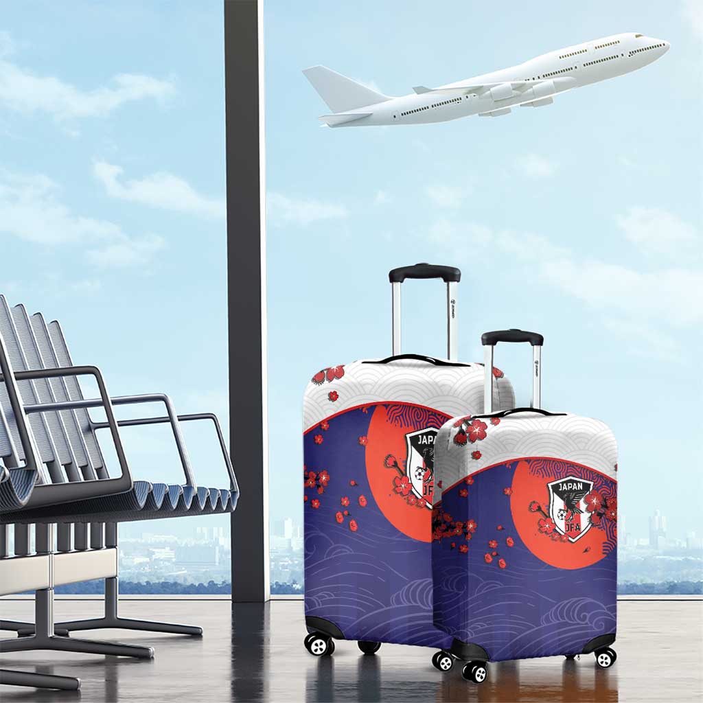 Japan Football Luggage Cover Minimalist Floral Great Wave Ukiyo-e Style