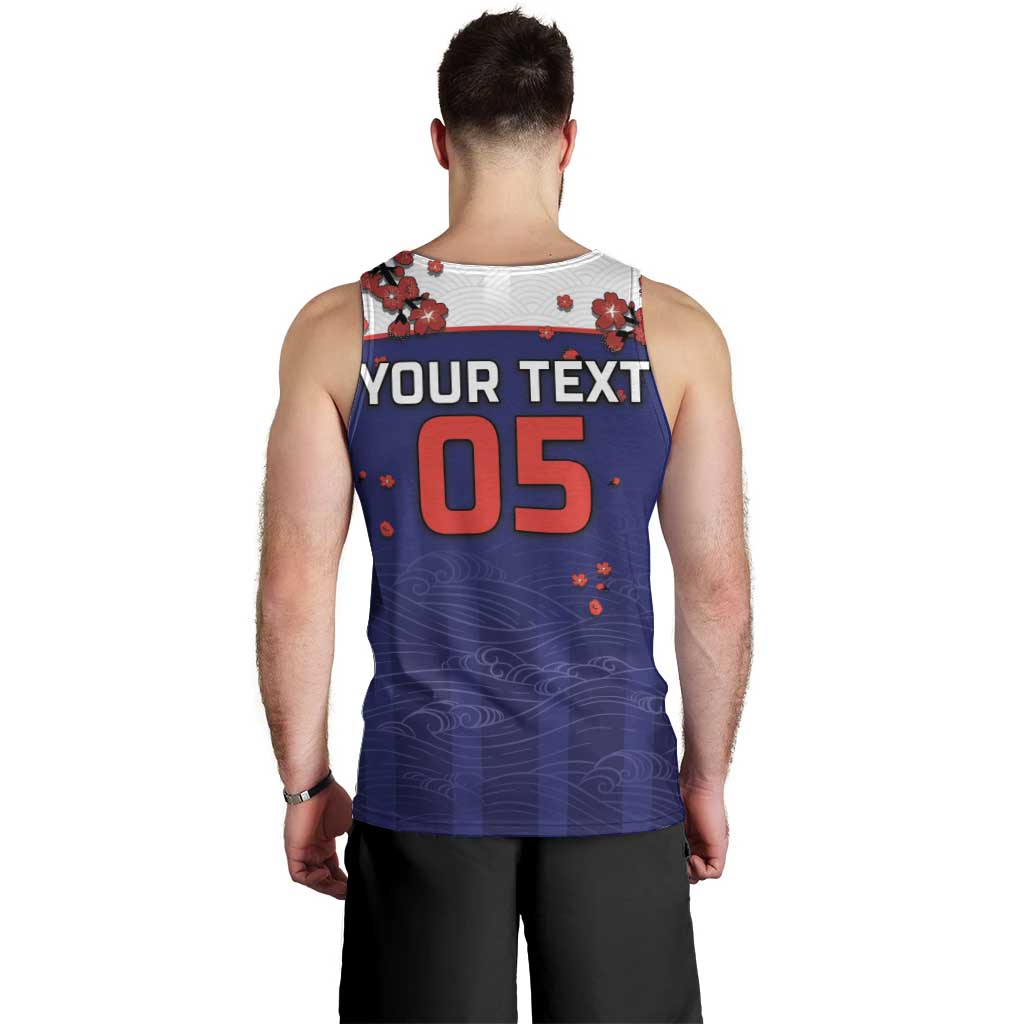 Custom Japan Football Men Tank Top Minimalist Floral Great Wave Ukiyo-e Style