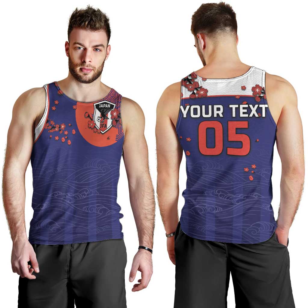 Custom Japan Football Men Tank Top Minimalist Floral Great Wave Ukiyo-e Style