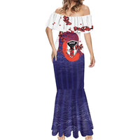 Custom Japan Football Mermaid Dress Minimalist Floral Great Wave Ukiyo-e Style