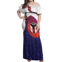 Custom Japan Football Off Shoulder Maxi Dress Minimalist Floral Great Wave Ukiyo-e Style