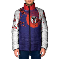Custom Japan Football Padded Jacket Minimalist Floral Great Wave Ukiyo-e Style