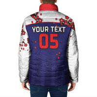 Custom Japan Football Padded Jacket Minimalist Floral Great Wave Ukiyo-e Style