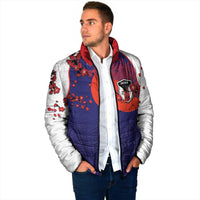 Custom Japan Football Padded Jacket Minimalist Floral Great Wave Ukiyo-e Style