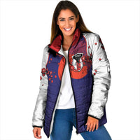 Custom Japan Football Padded Jacket Minimalist Floral Great Wave Ukiyo-e Style