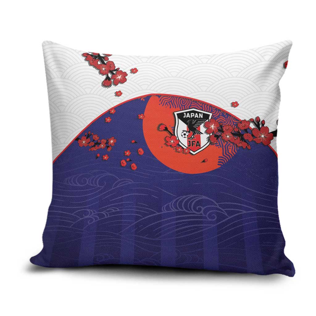 Japan Football Pillow Cover Minimalist Floral Great Wave Ukiyo-e Style