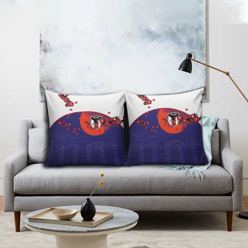 Japan Football Pillow Cover Minimalist Floral Great Wave Ukiyo-e Style