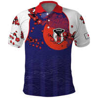 Custom Japan Football Polo Shirt Minimalist Floral Great Wave Ukiyo-e Style