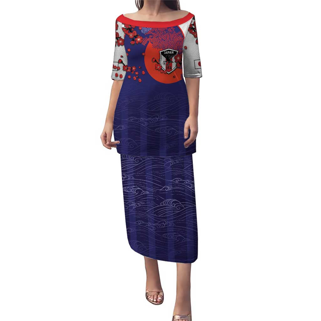 Custom Japan Football Puletasi Minimalist Floral Great Wave Ukiyo-e Style