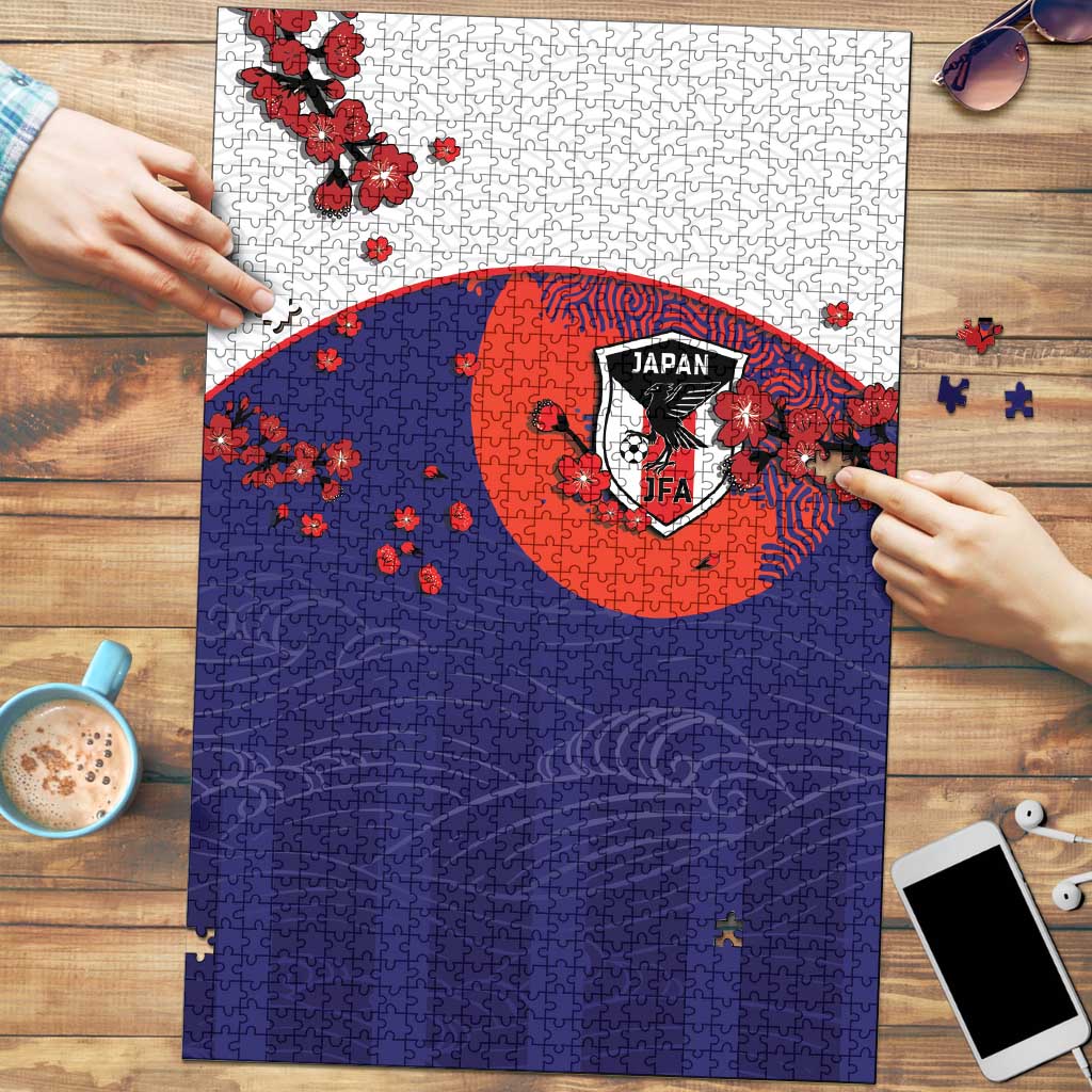 Japan Football Puzzle Minimalist Floral Great Wave Ukiyo-e Style