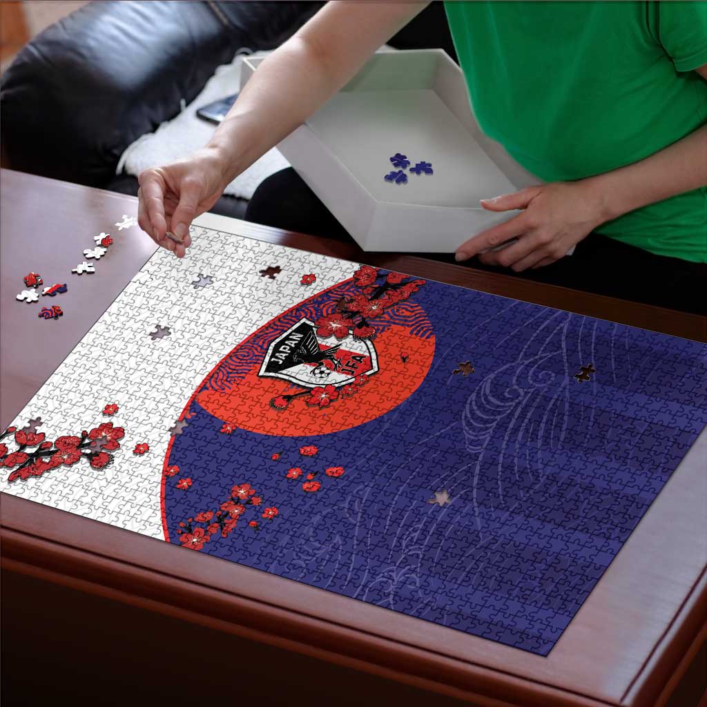 Japan Football Puzzle Minimalist Floral Great Wave Ukiyo-e Style