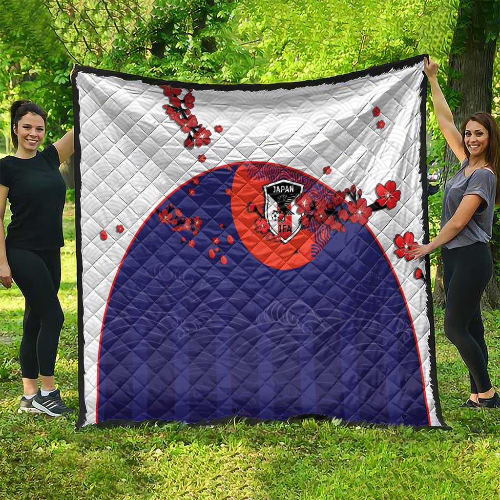 Japan Football Quilt Minimalist Floral Great Wave Ukiyo-e Style